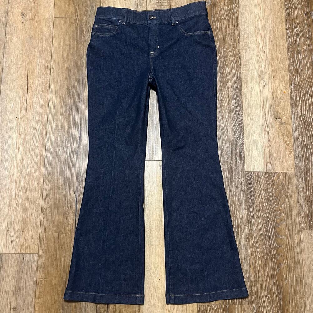 SPANX Everywear Flare Denim Jeans Women's XL P Raw Indigo Dark Wash Tummy Tamer - Picture 2 of 9